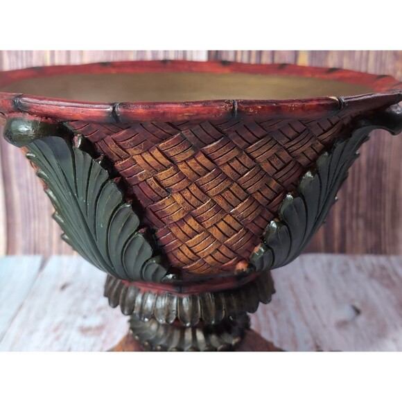 Rare  Exotic Artisan Ornate Footed Fruit Bowl  Pottery Centerpiece Heavy 4.4 lbs - Picture 14 of 17